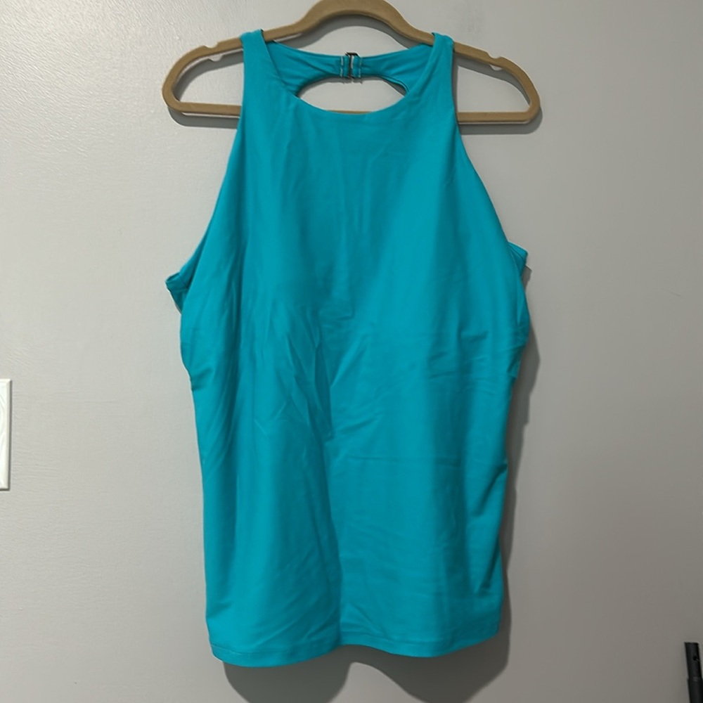 Swim Zip UPF 50+ Women’s High Neck Fitted Tankini Top Scuba Blue Sz 3X - Picture 4 of 7